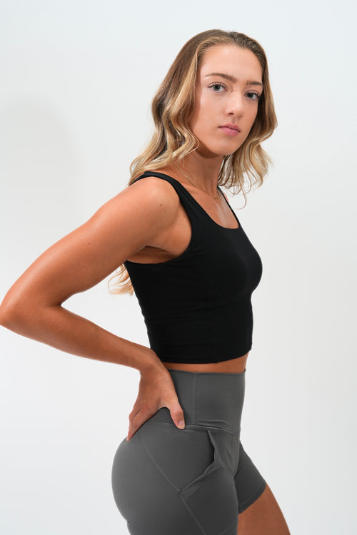 Lavigae Athleisure Built-in Bra Top in Black