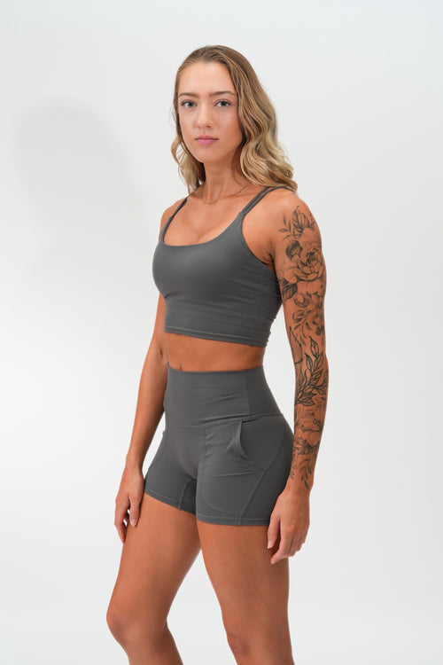 Rashad Basic Pewter Shorts with Pockets